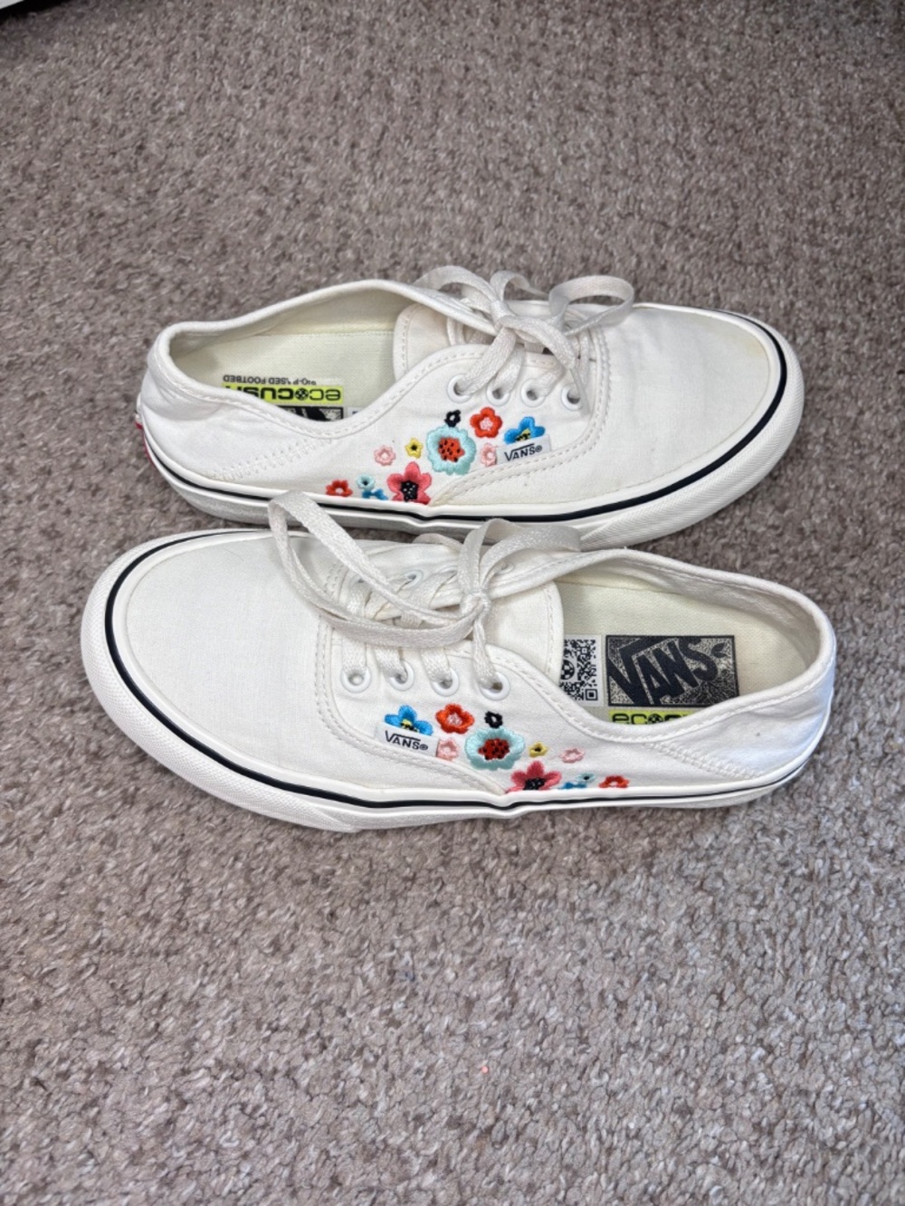 Floral Cream Lace Up Vans